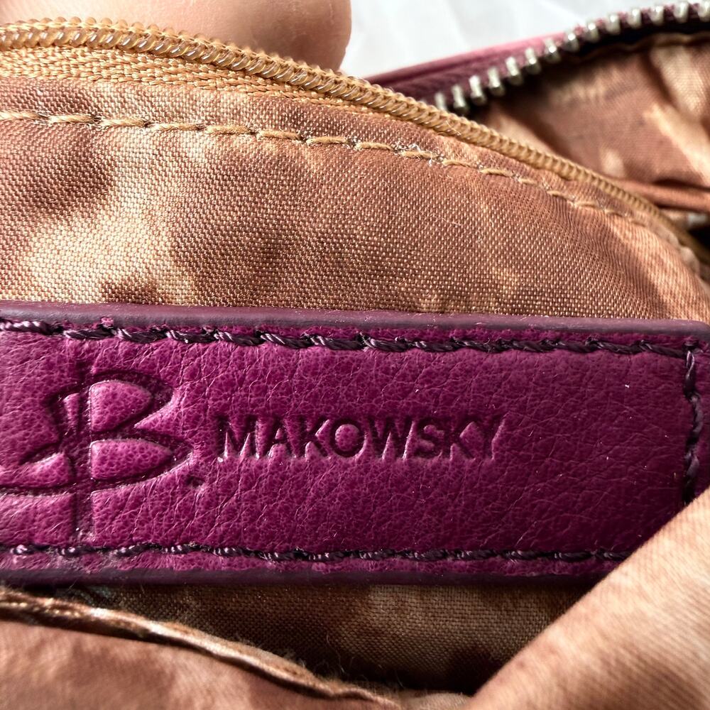 B Makowsky Pink Leather Shoulder Bag Woven Front Hobo Purse Zip Y2K - Picture 7 of 7